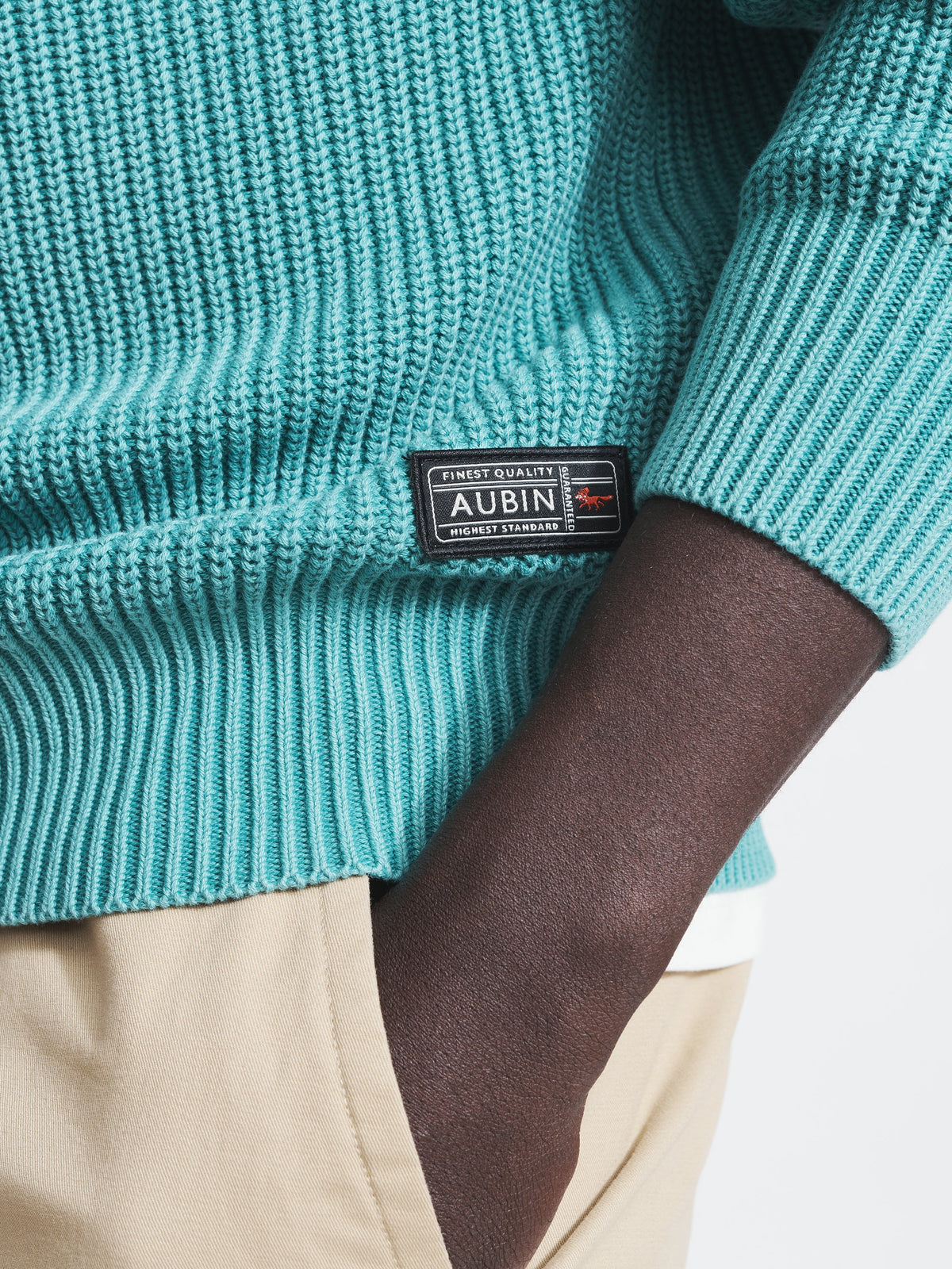 Aubin Dark Teal Martin Ribbed Crew | Crew Neck