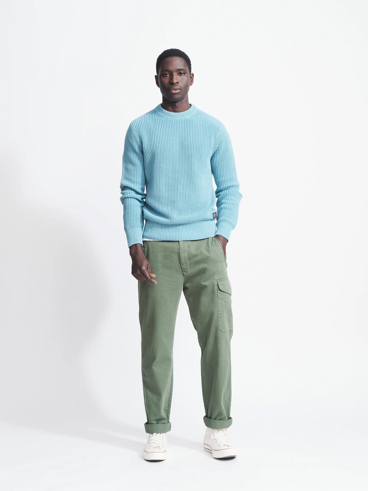Aubin Chambray Martin Ribbed Crew | Crew Neck