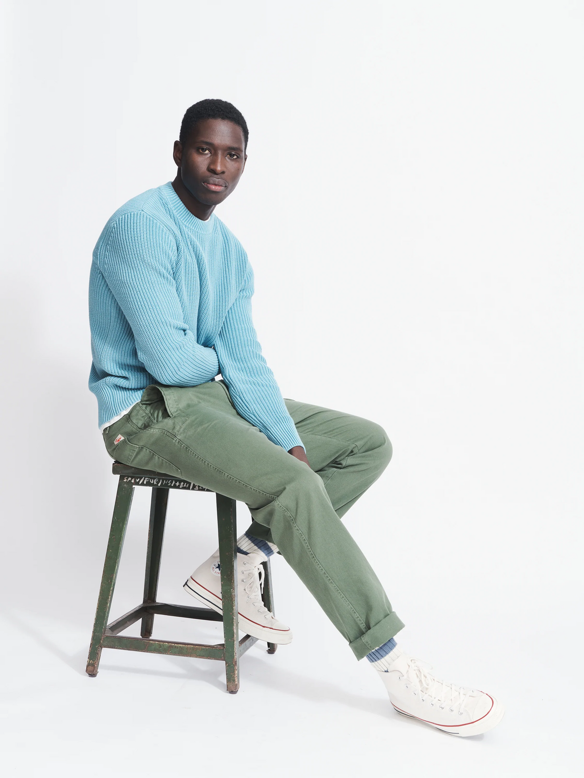 Aubin Chambray Martin Ribbed Crew | Crew Neck