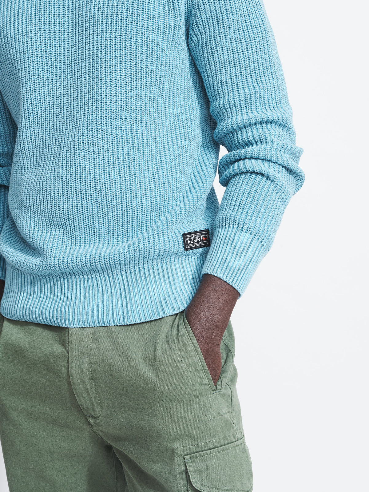 Aubin Chambray Martin Ribbed Crew | Crew Neck