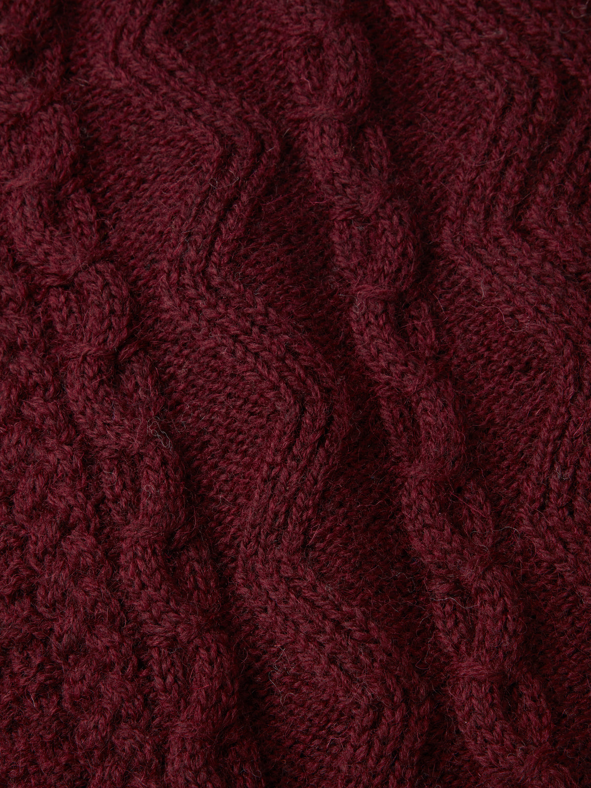 Aubin Burgundy Edgar Aran Wool Jumper | Crew Neck