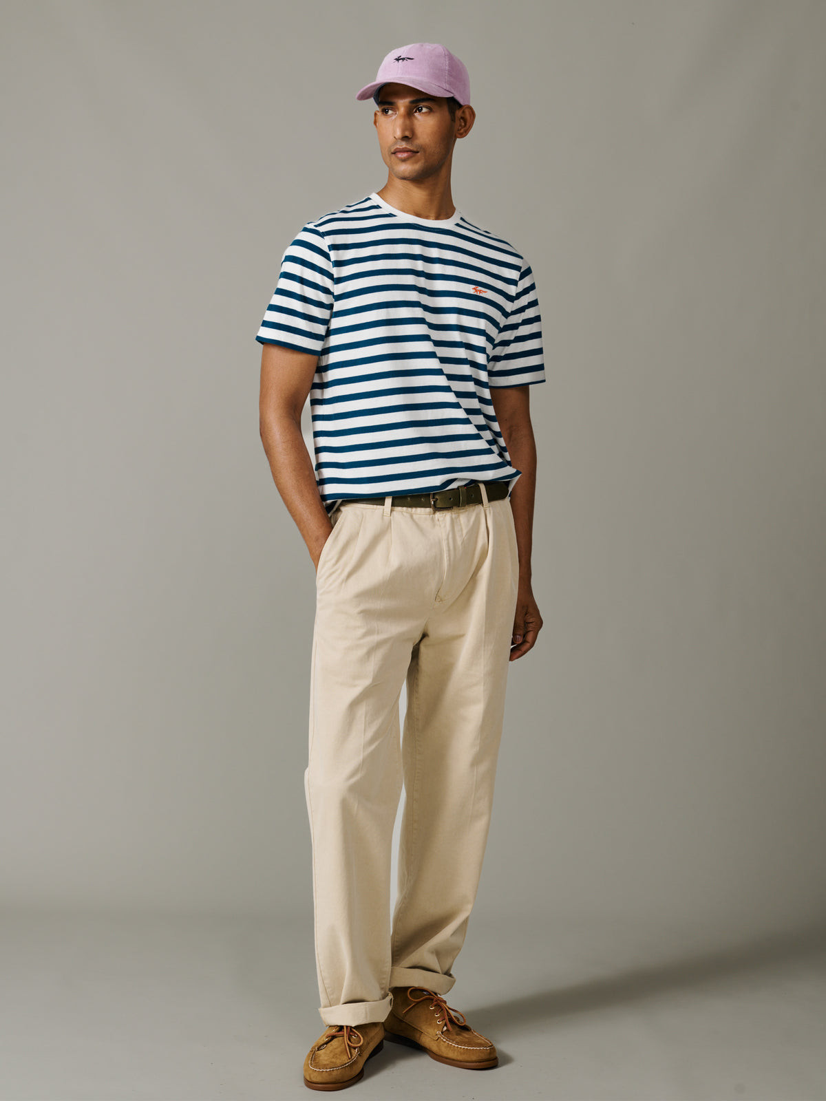 Aubin Teal Stripe Fore Striped Tee | Classic Tee