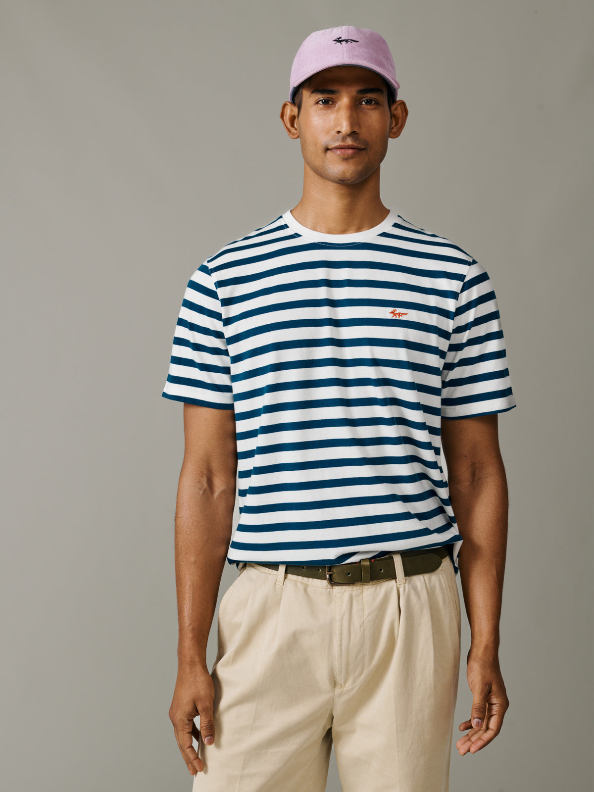 Aubin Teal Stripe Fore Striped Tee | Classic Tee