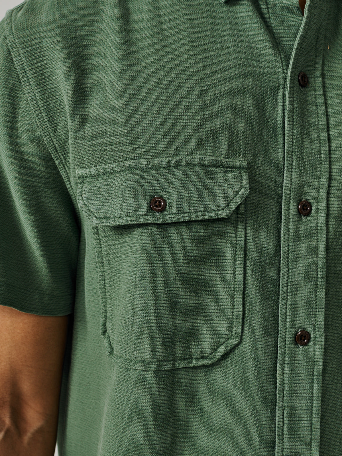 Aubin Khaki Gabriel Textured Utility Shirt | Short Sleeve Shirt