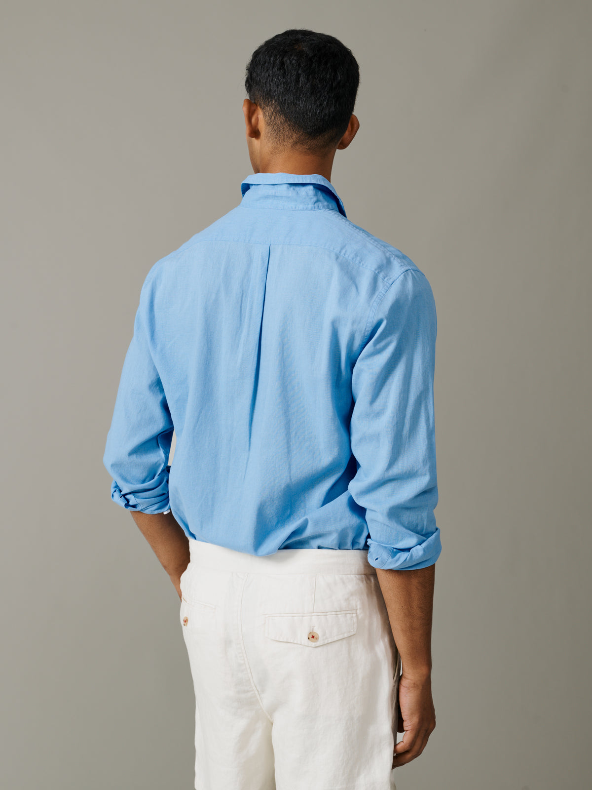 Aubin Pale Blue Grainsby Linen Cotton Shirt | Linen Shirt