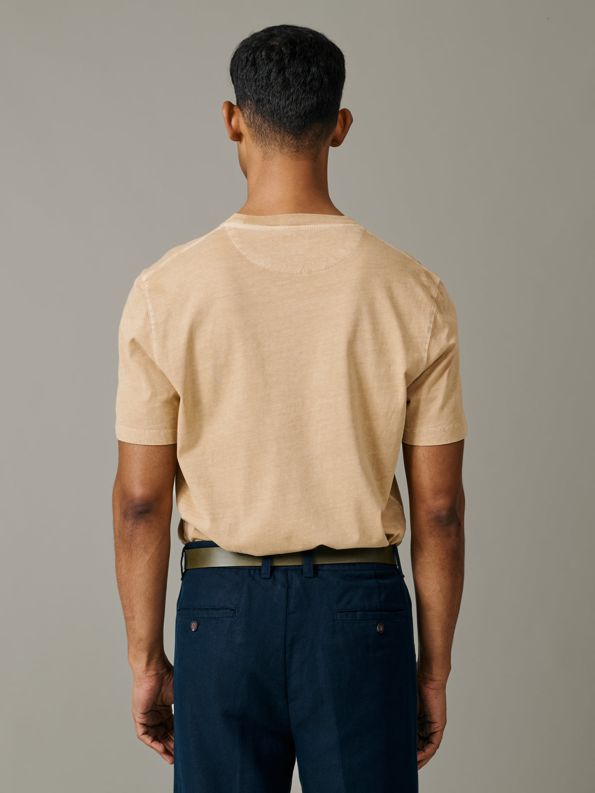 Aubin Washed Sand Hareby Garment Dyed Pocket T-Shirt | Relaxed Tee