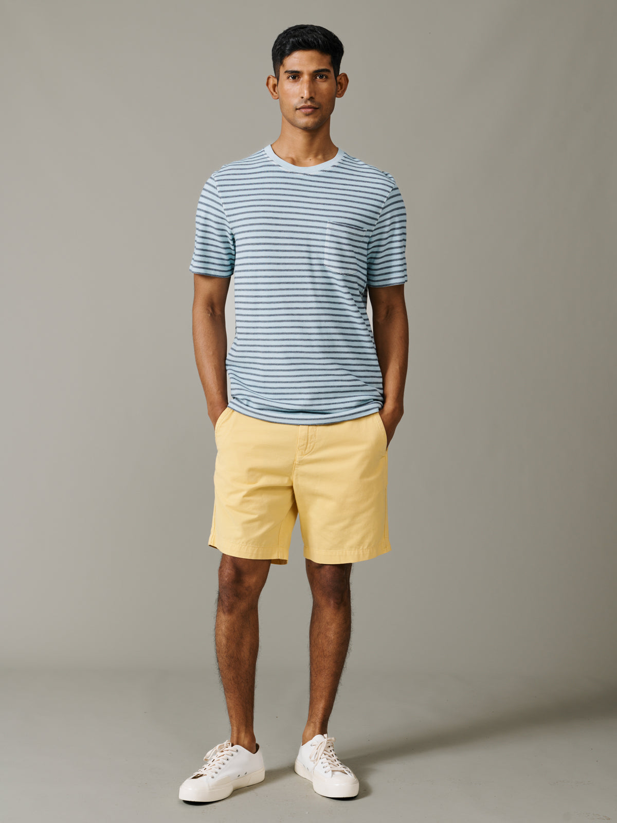 Aubin Aqua/Navy Stripe Humby Pique Striped T-Shirt | T-Shirt