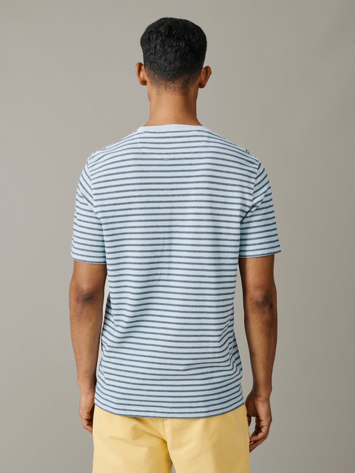 Aubin Aqua/Navy Stripe Humby Pique Striped T-Shirt | T-Shirt