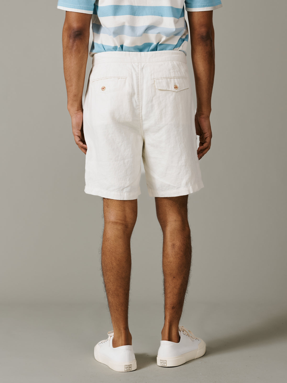 Aubin Ecru Lind Double Pleat Linen Short | Linen Shorts