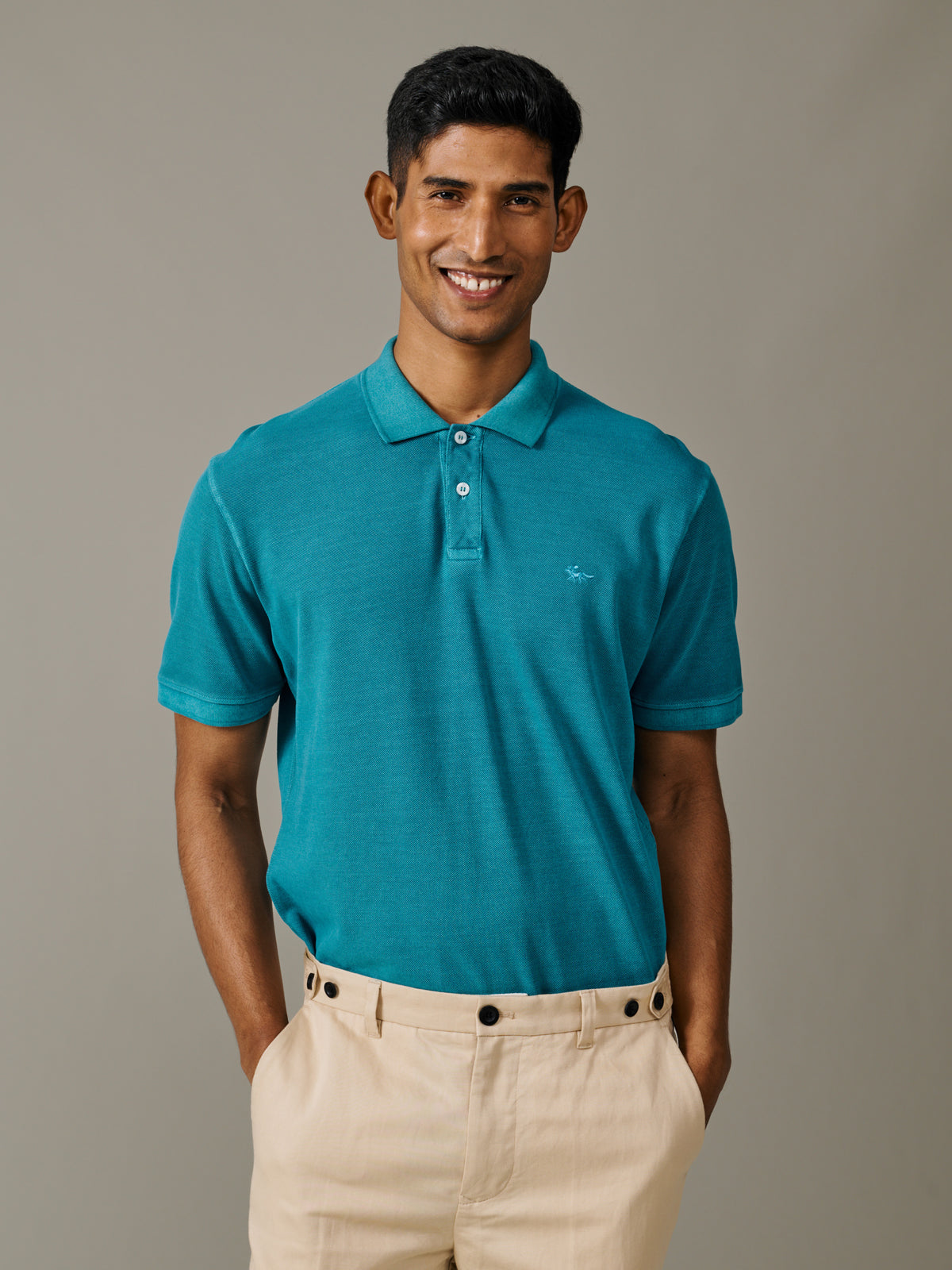 Aubin Washed Jade Lusby Pique Polo | Polo Shirts