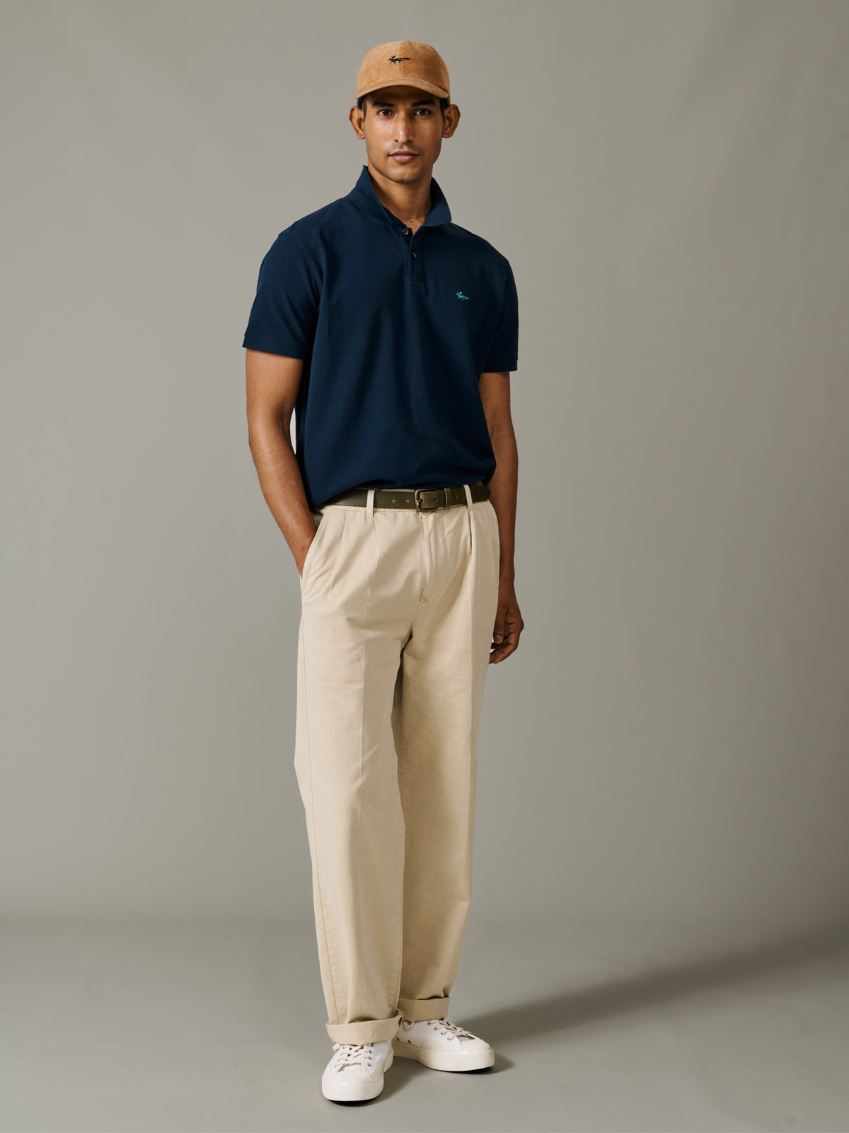 Aubin Navy Lusby Pique Polo | Polo Shirts