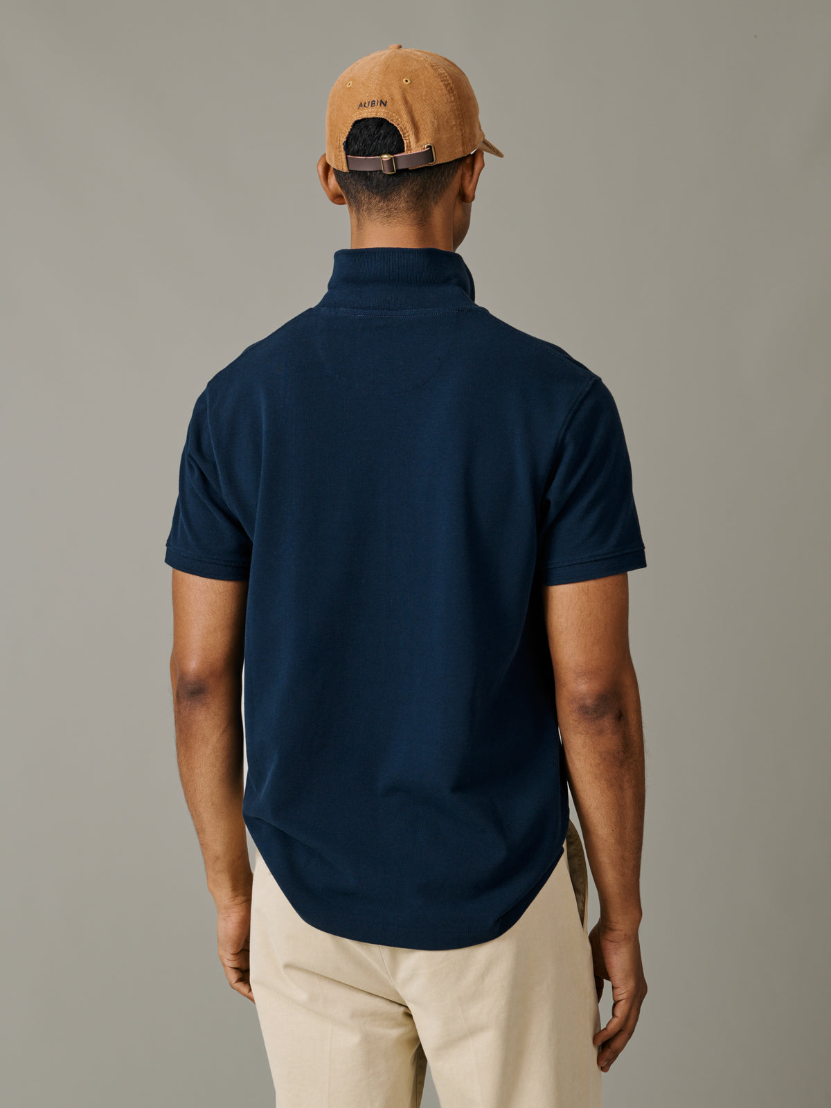 Aubin Navy Lusby Pique Polo | Polo Shirts