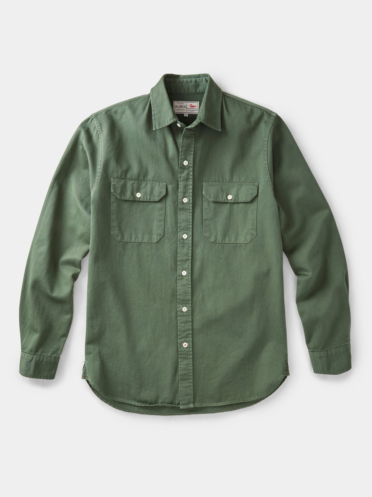 Aubin Normanby Shirt in Dk Khaki, flat lay, front