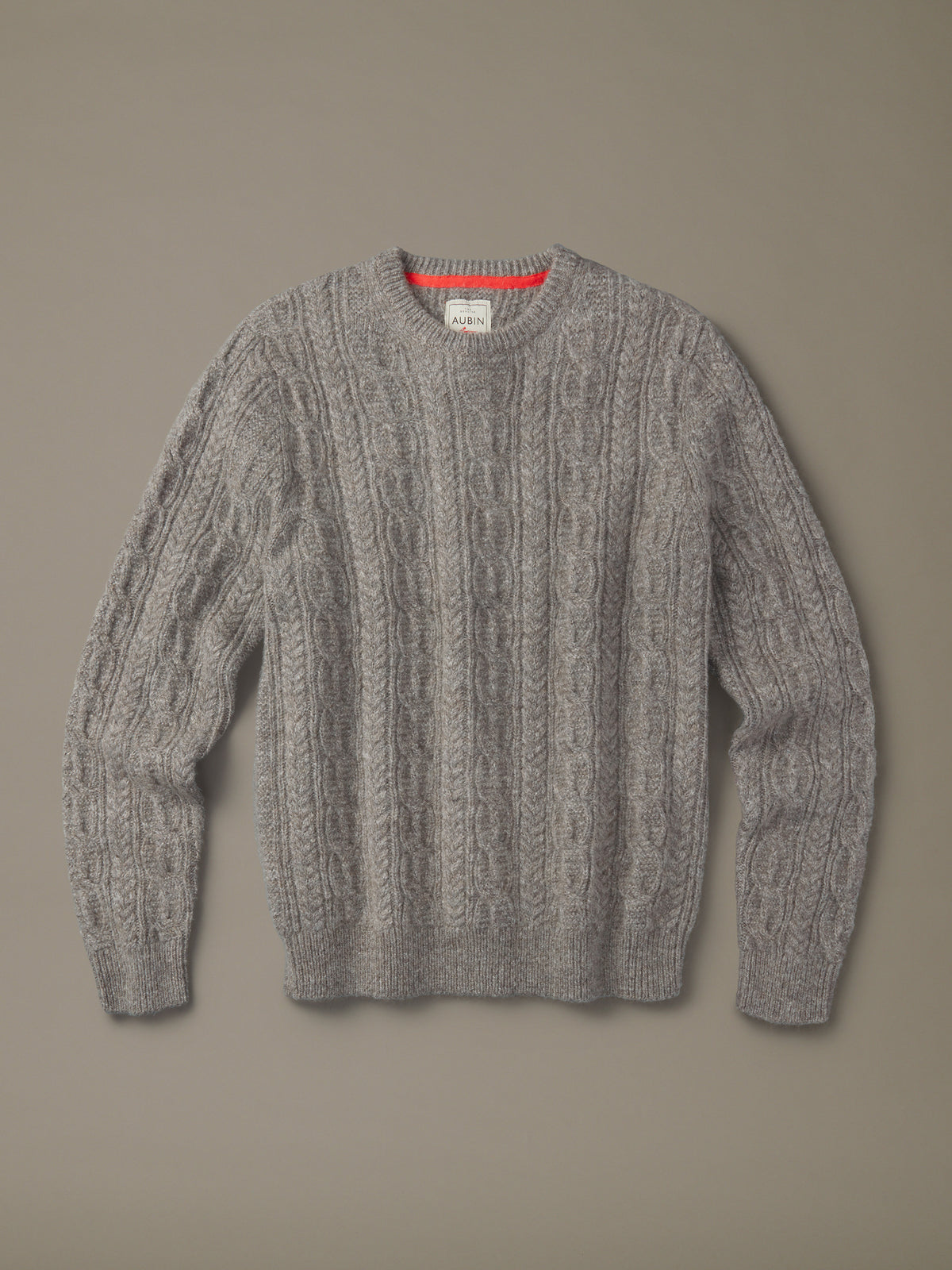 Aubin Fawn Oleby Cable Crew Neck Jumper | Crew Neck