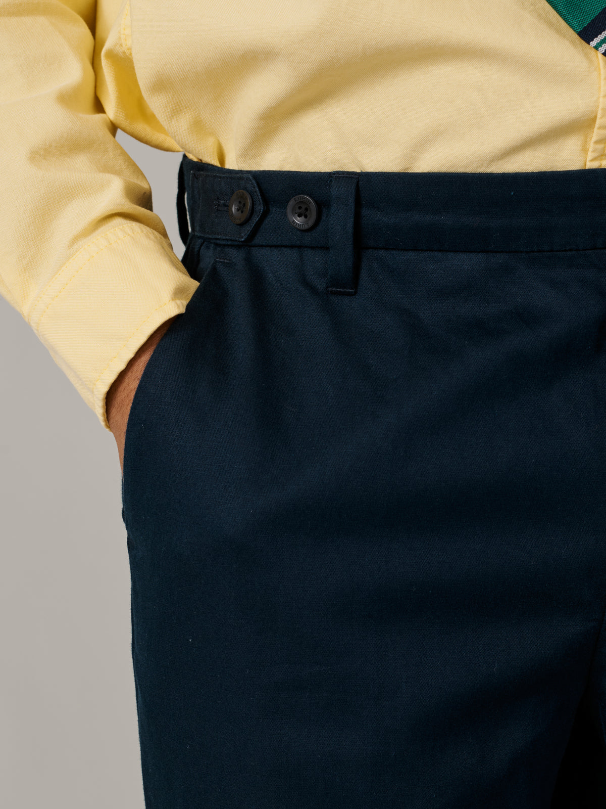 Aubin Navy Pasmore Straight Leg Trouser | Linen Trousers