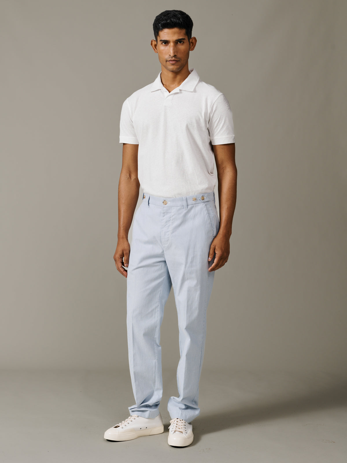 Aubin Blue Stripe Pasmore Straight Leg Trouser | Suit Trousers