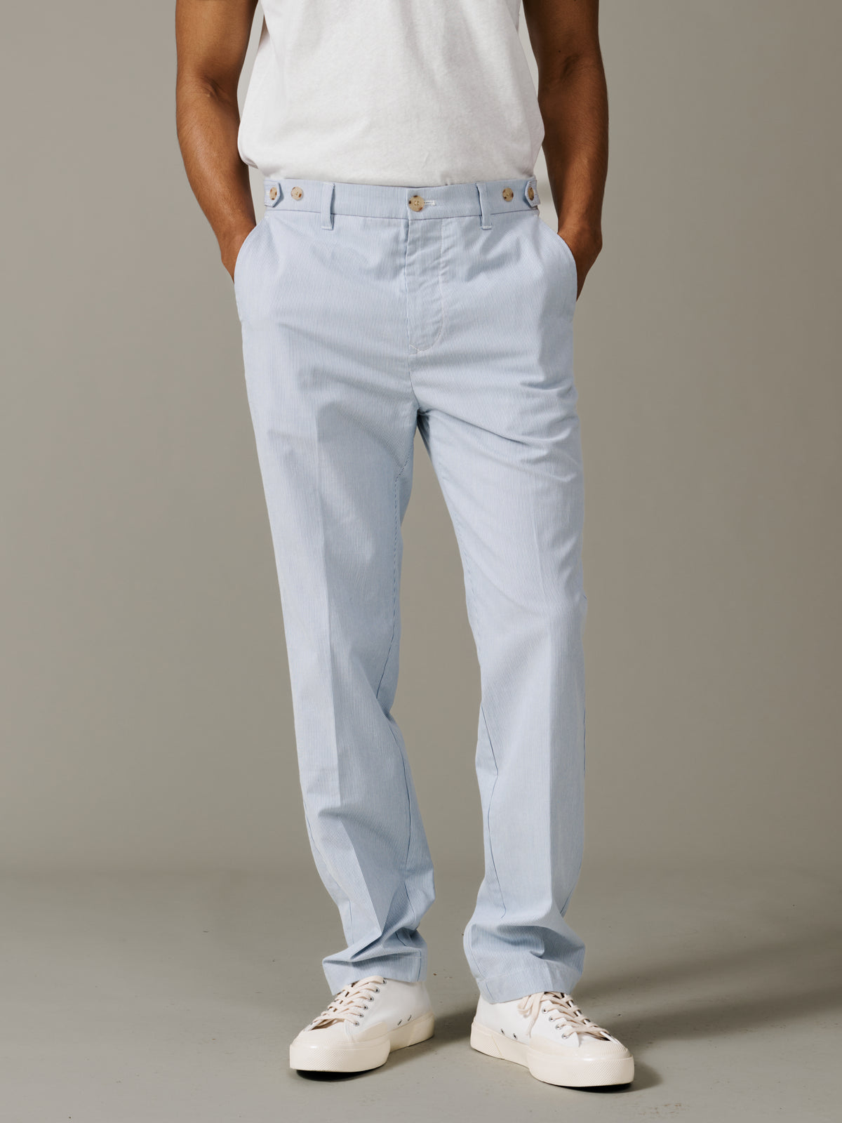 Aubin Blue Stripe Pasmore Straight Leg Trouser | Suit Trousers
