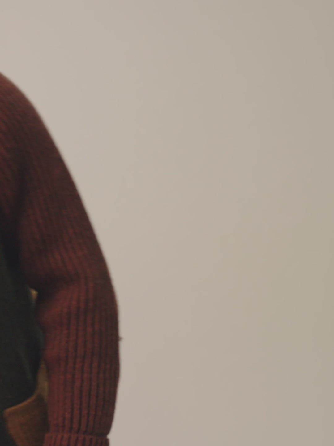 Video of Aubin Earl Shawl Collar Cardigan in Khaki/Brown Patchwork