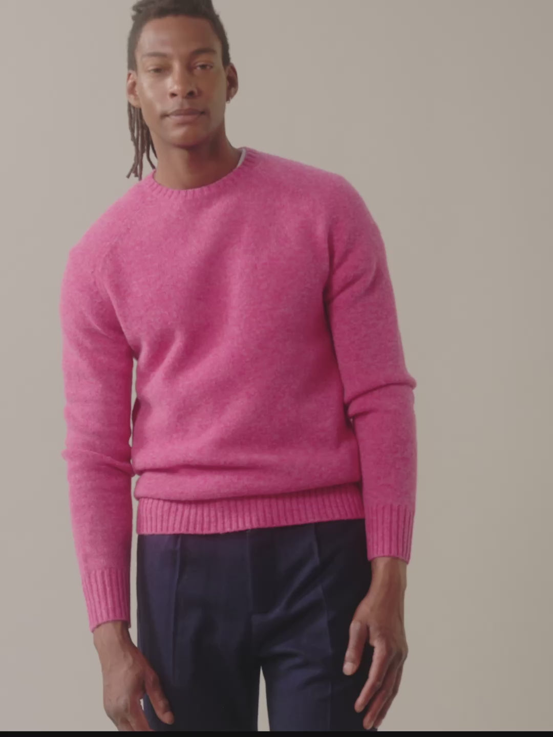 Video of Aubin Prestwick Shetland Crew Neck Jumper in Pink
