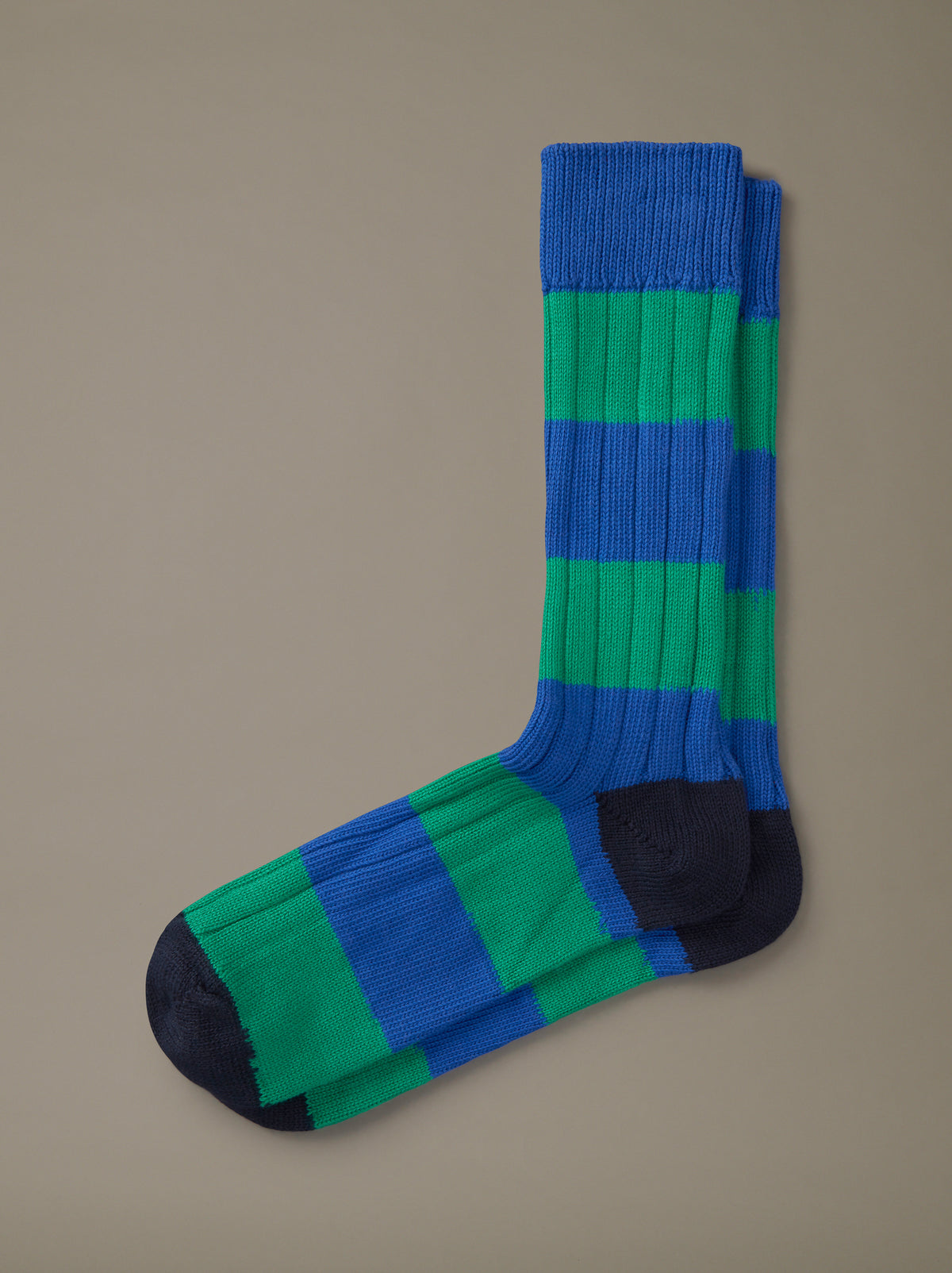 Aubin Green Stripe Rugby Striped Sock | Socks