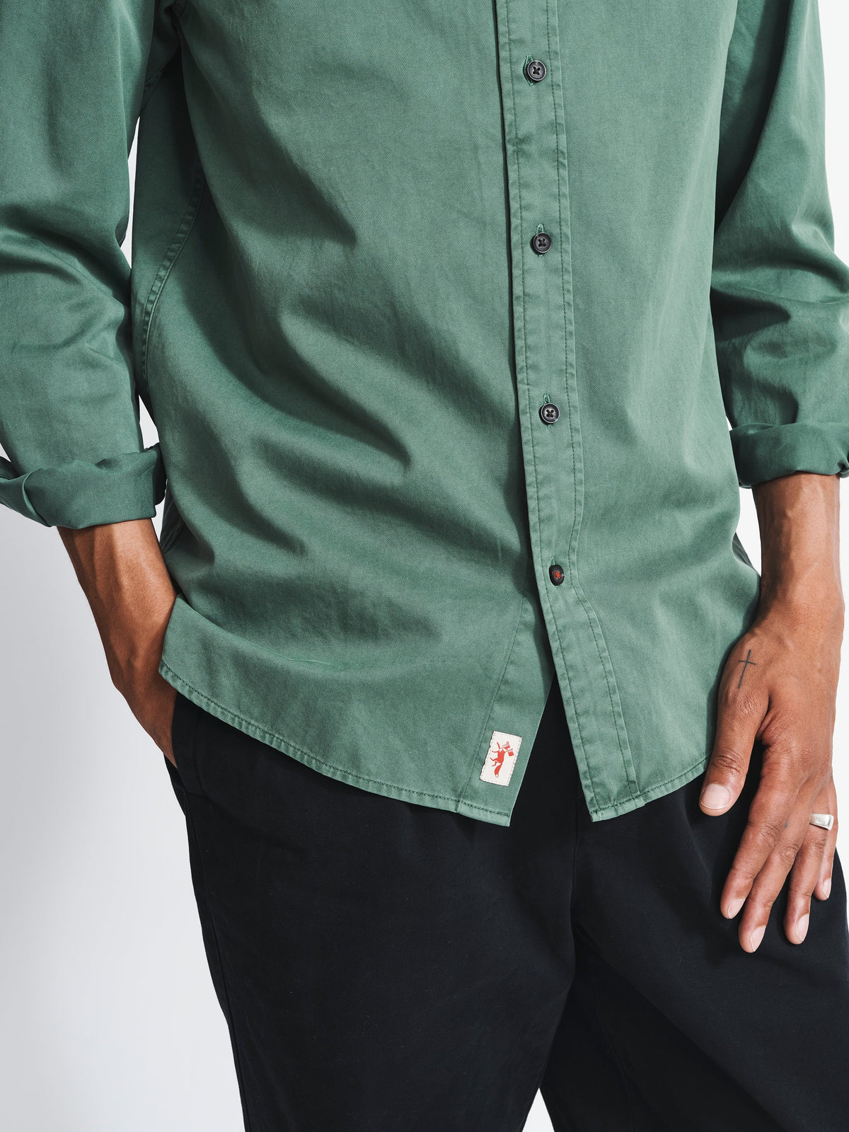 Aubin Khaki Hessle Shirt | Oxford Shirt