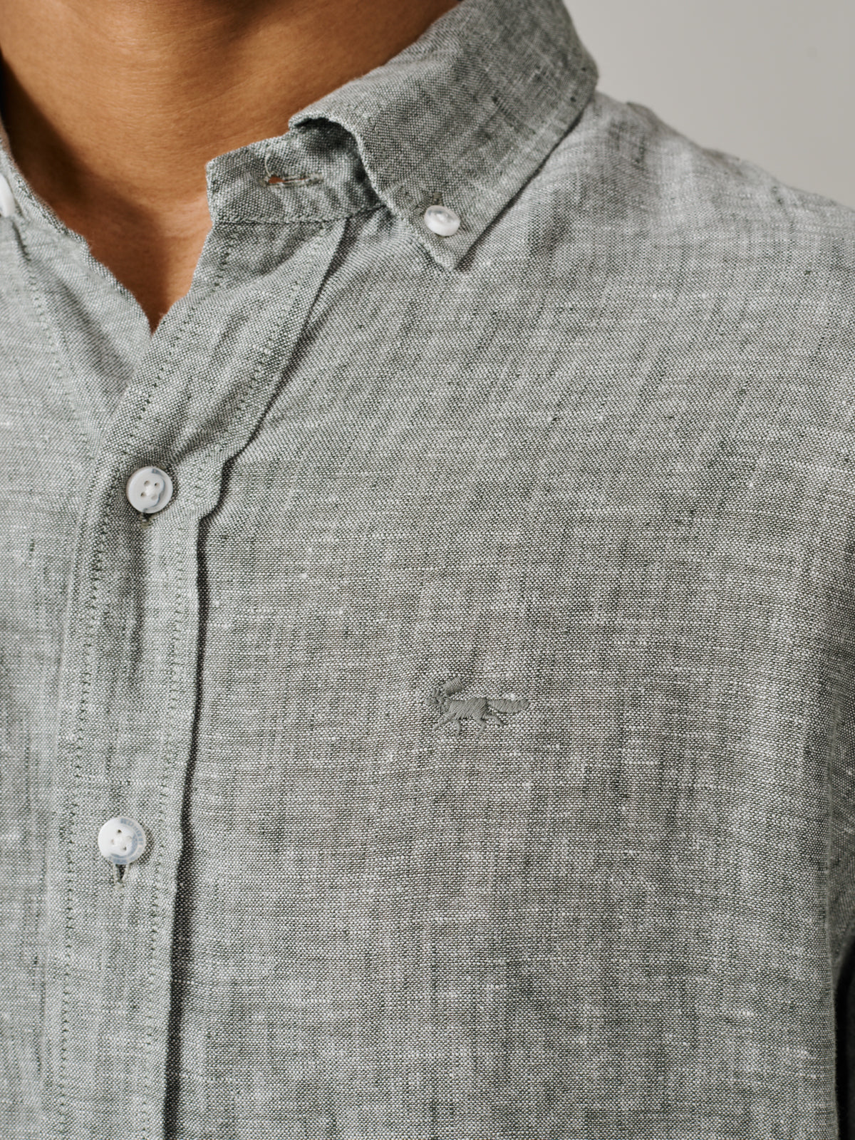 Aubin Khaki Worlaby Linen Shirt | Linen Shirt