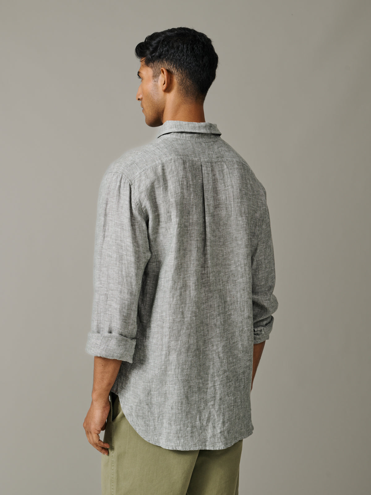 Aubin Khaki Worlaby Linen Shirt | Linen Shirt