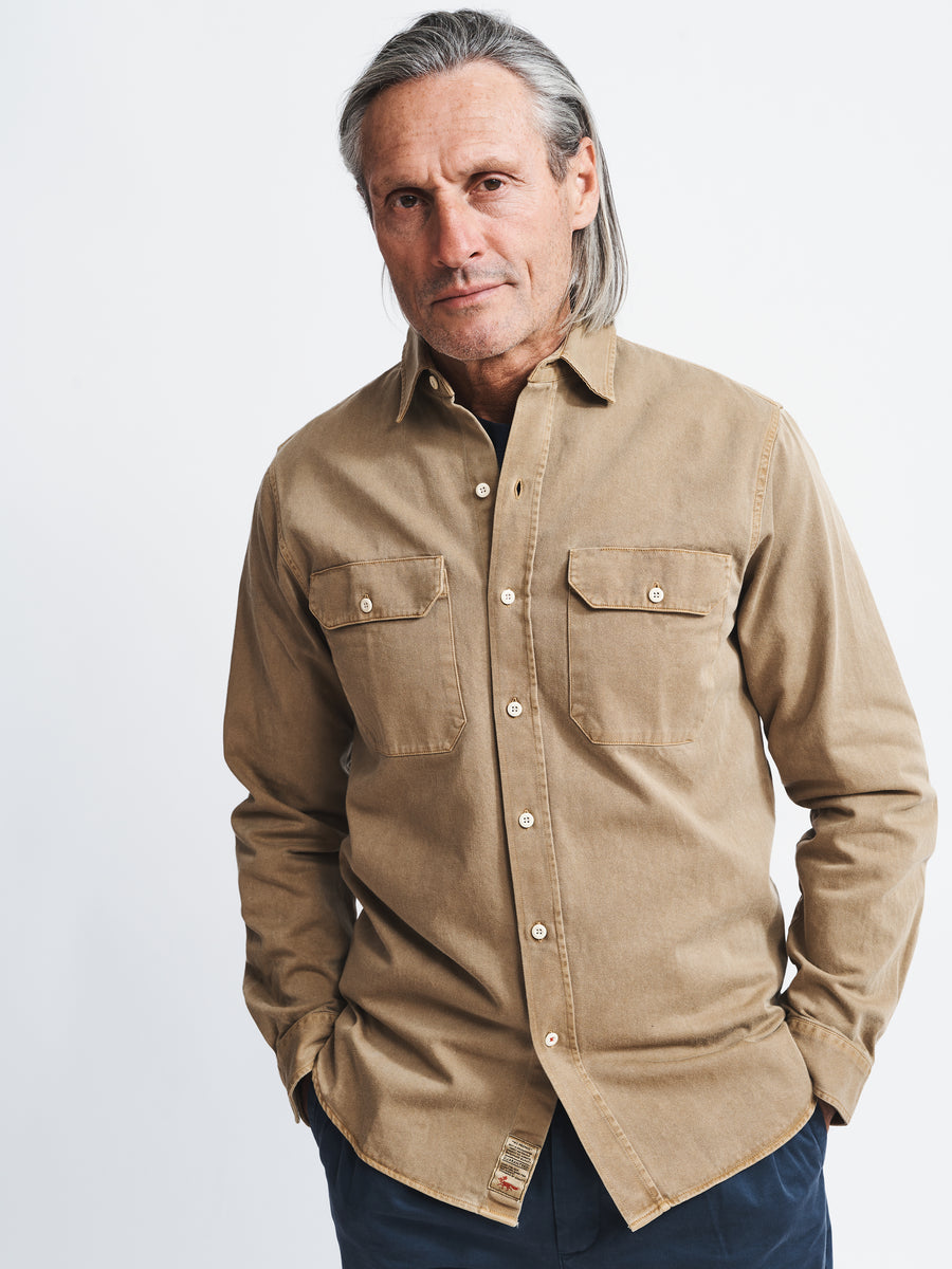 Sand Normanby Classic Fit Cotton Shirt