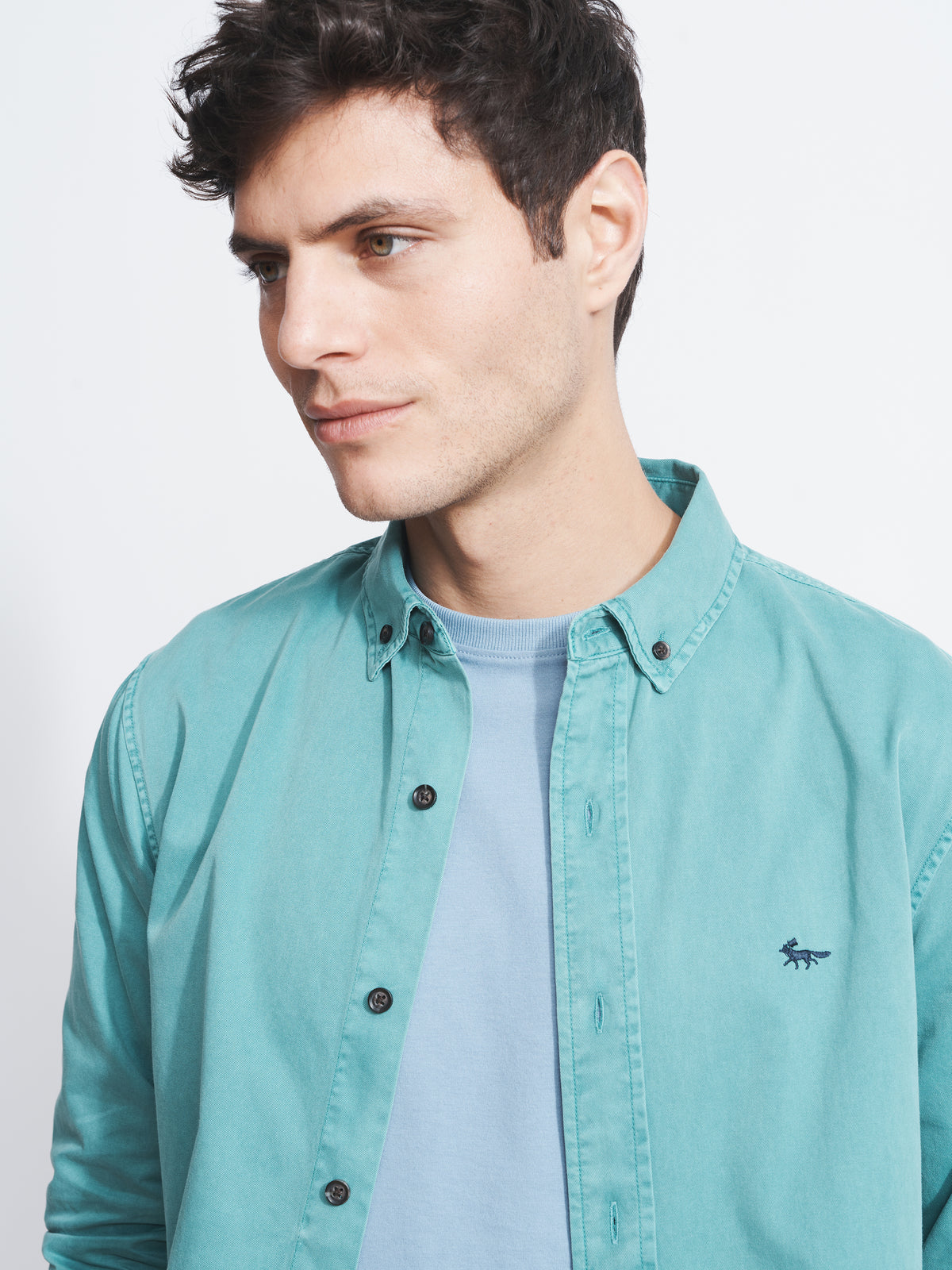Aubin Dark Teal Hessle Shirt | Oxford Shirt