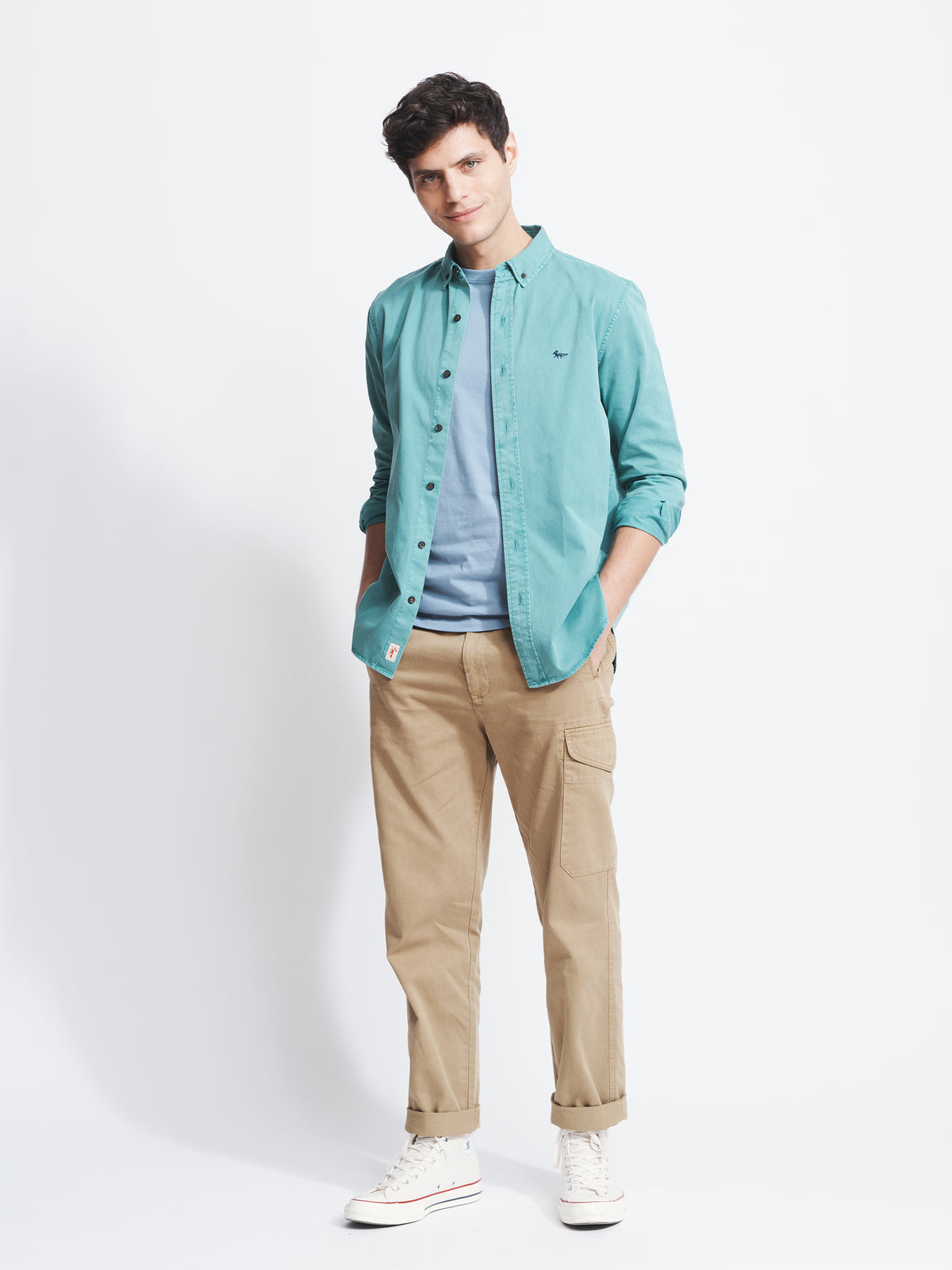 Aubin Dark Teal Hessle Shirt | Oxford Shirt