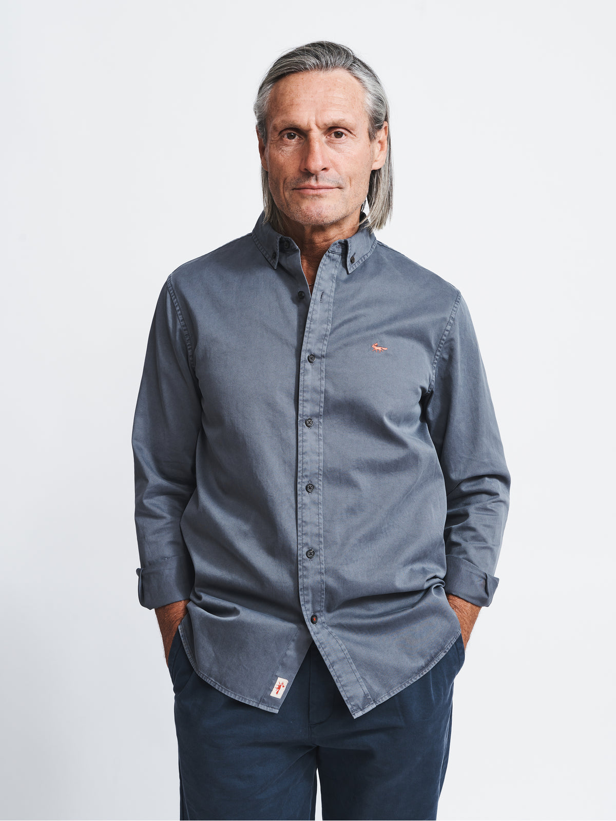 Aubin Grey Hessle Shirt | Oxford Shirt