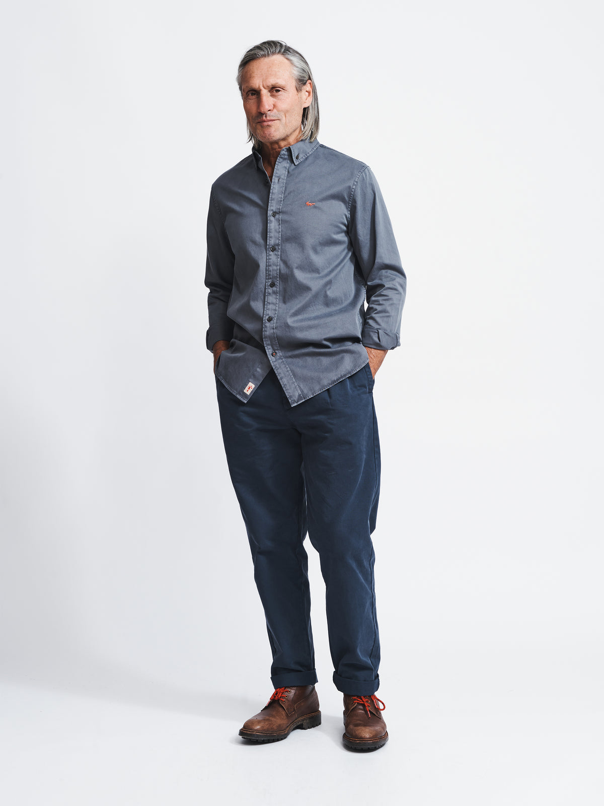 Aubin Grey Hessle Shirt | Oxford Shirt