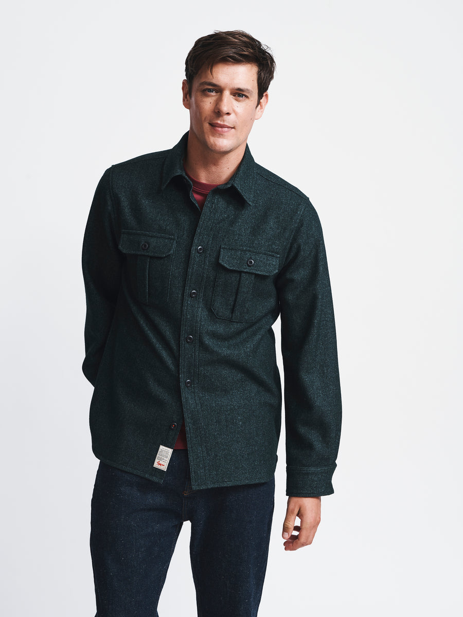 Khaki Lysaghts Wool Blend Overshirt