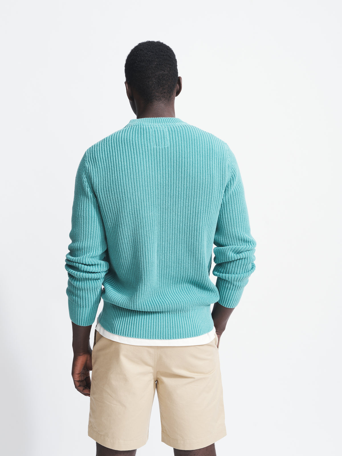 Aubin Dark Teal Martin Ribbed Crew | Crew Neck