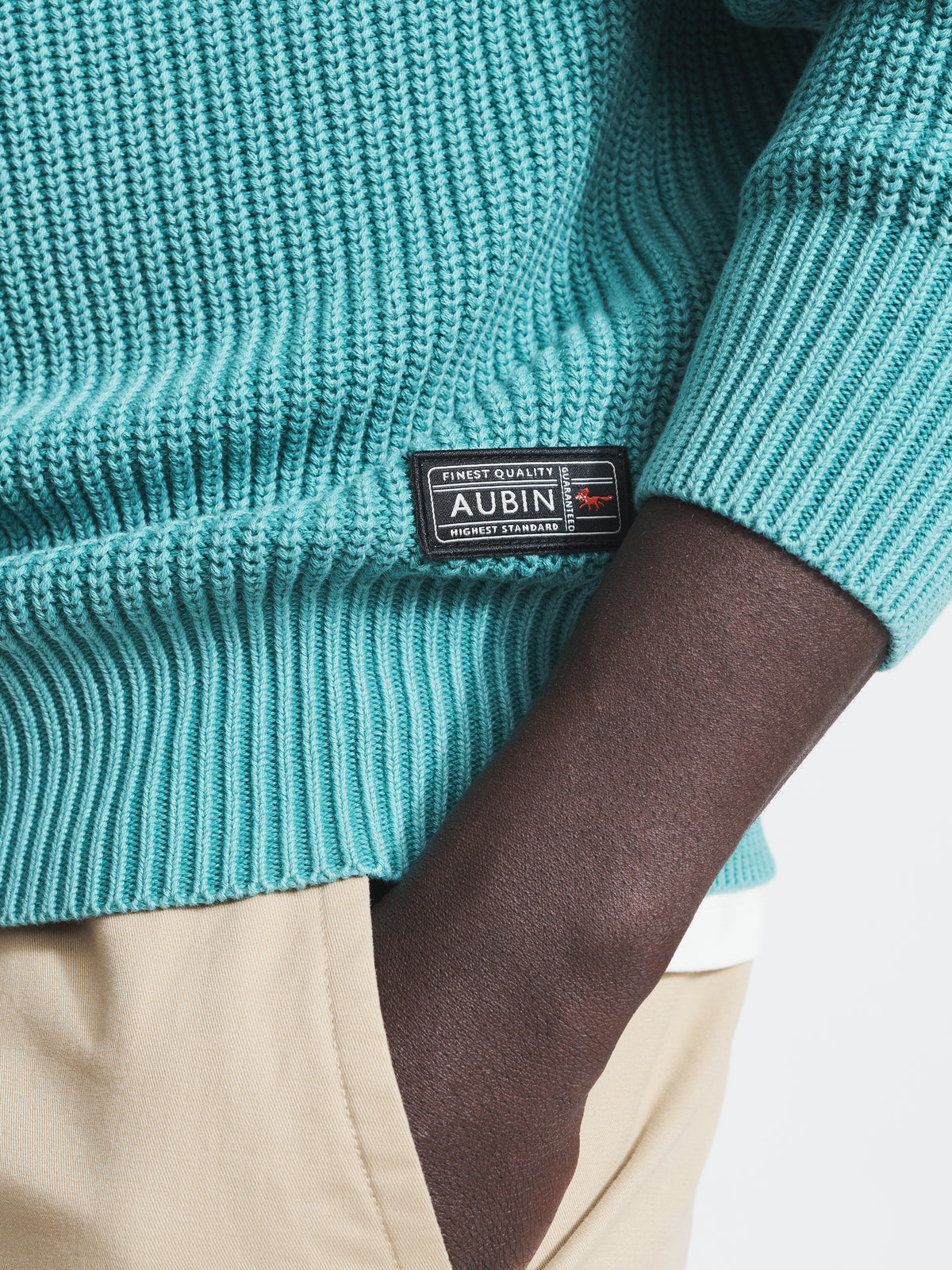 Aubin Dark Teal Martin Ribbed Crew | Crew Neck