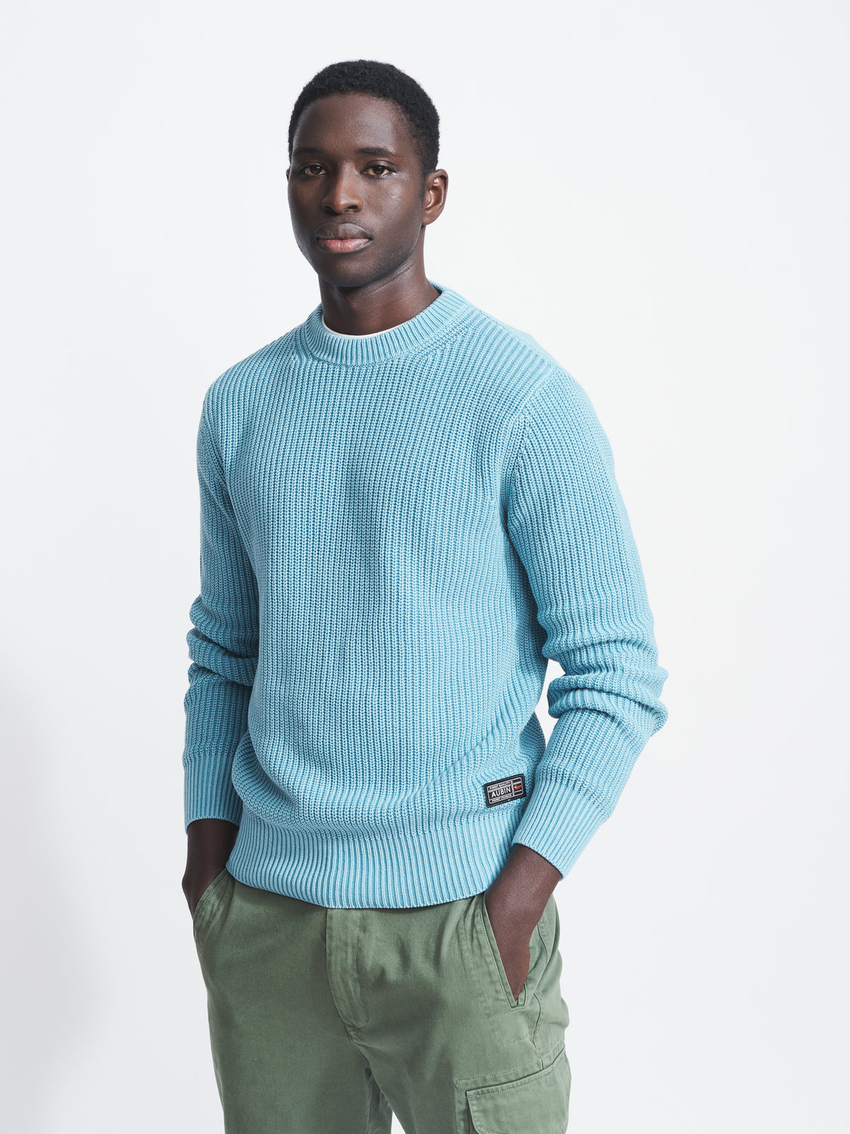 Aubin Chambray Martin Ribbed Crew | Crew Neck
