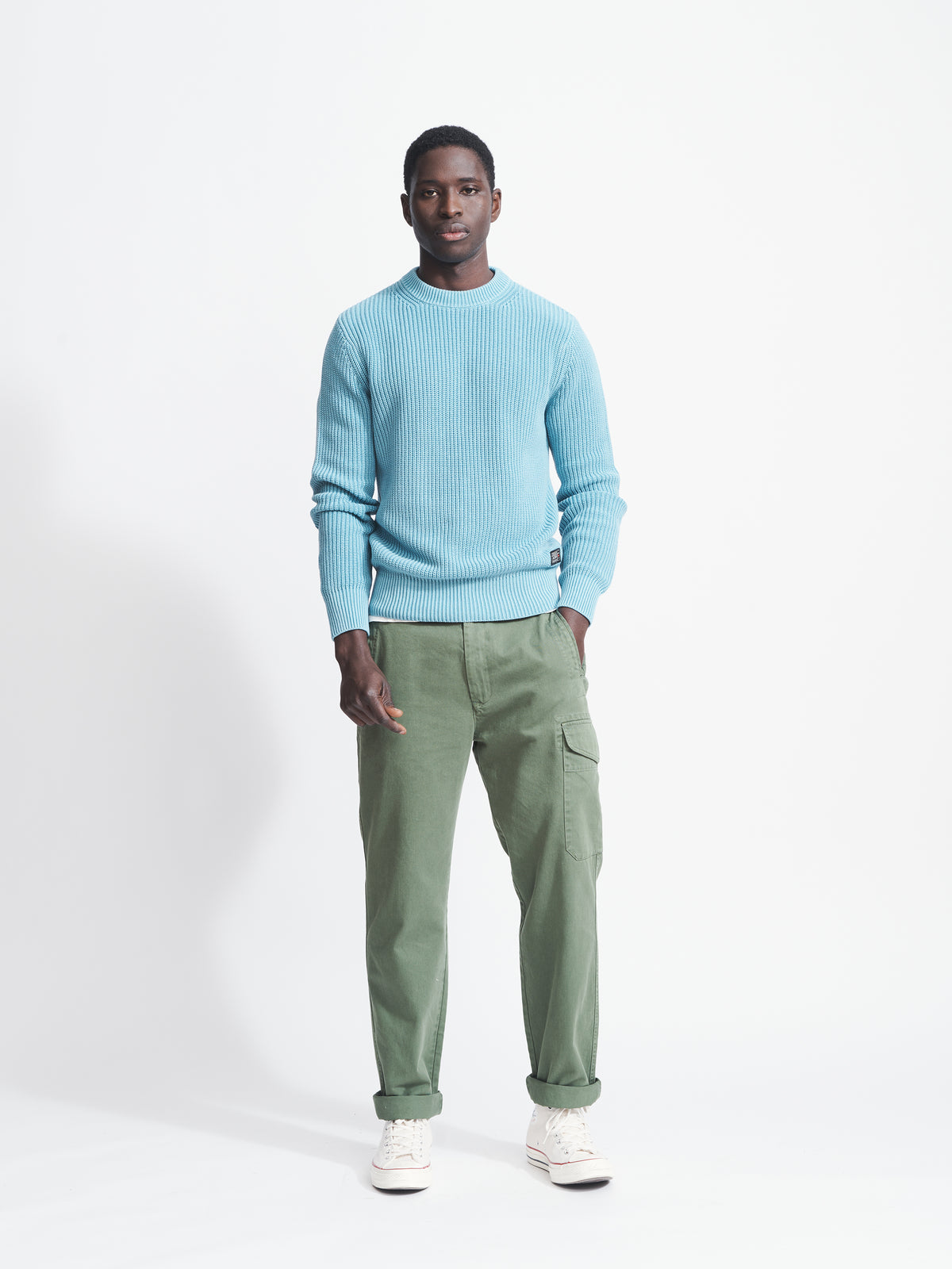 Aubin Chambray Martin Ribbed Crew | Crew Neck