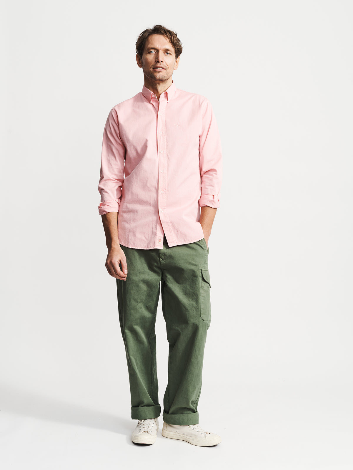 Aubin Hessle Shirt in Pink, detail on model