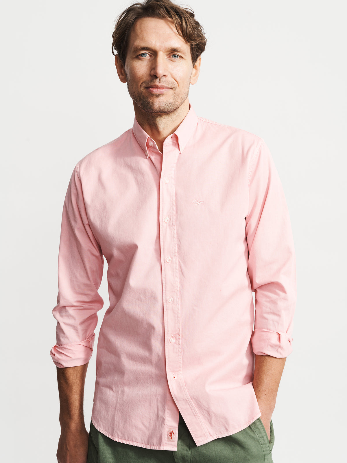 Aubin Hessle Shirt in Pink, on model, front