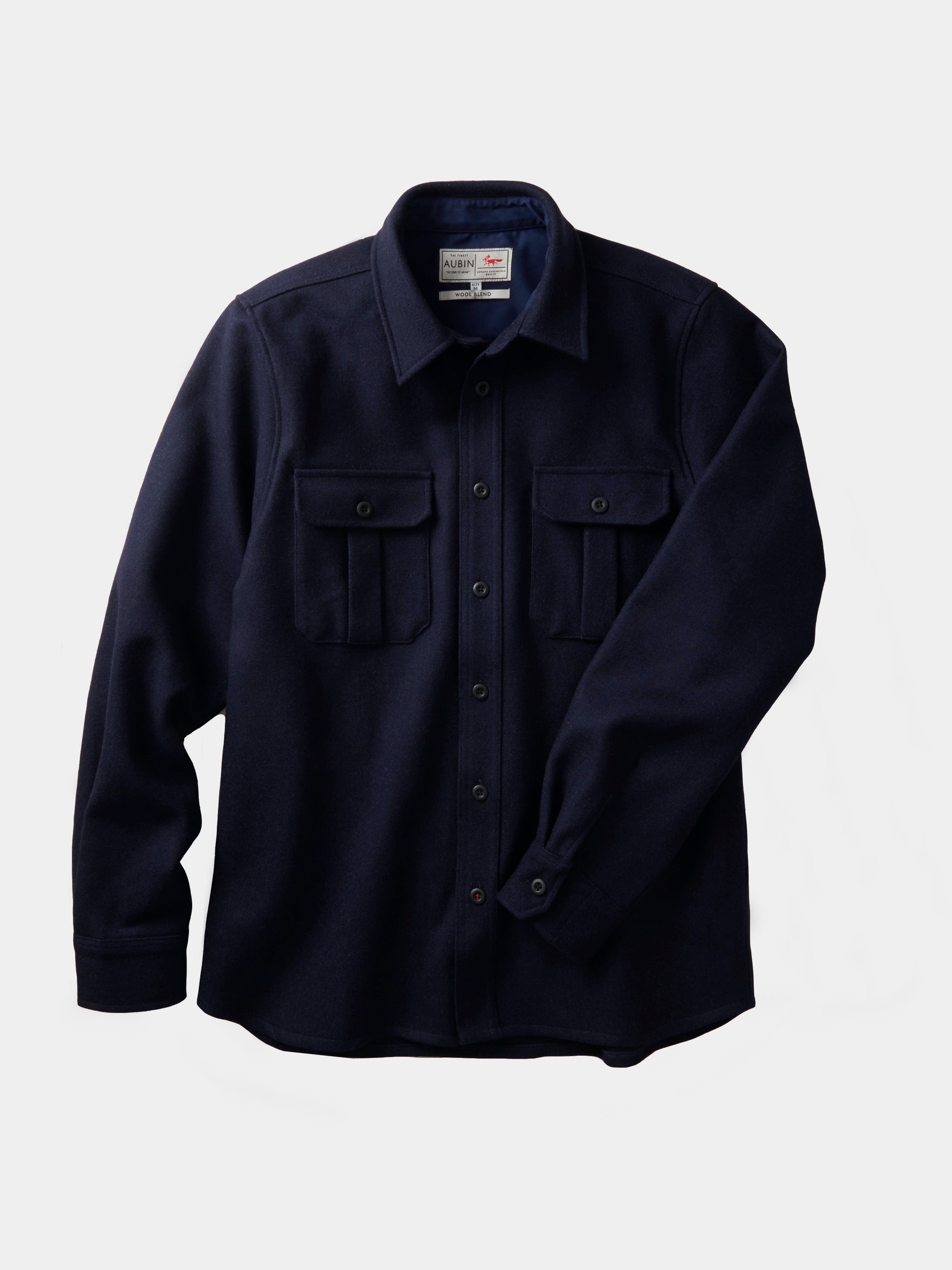 Navy Lysaghts Wool Overshirt | Aubin