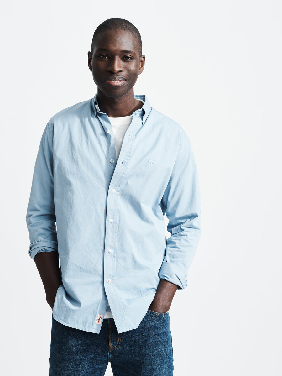 Washed Blue Hessle Button Down Shirt
