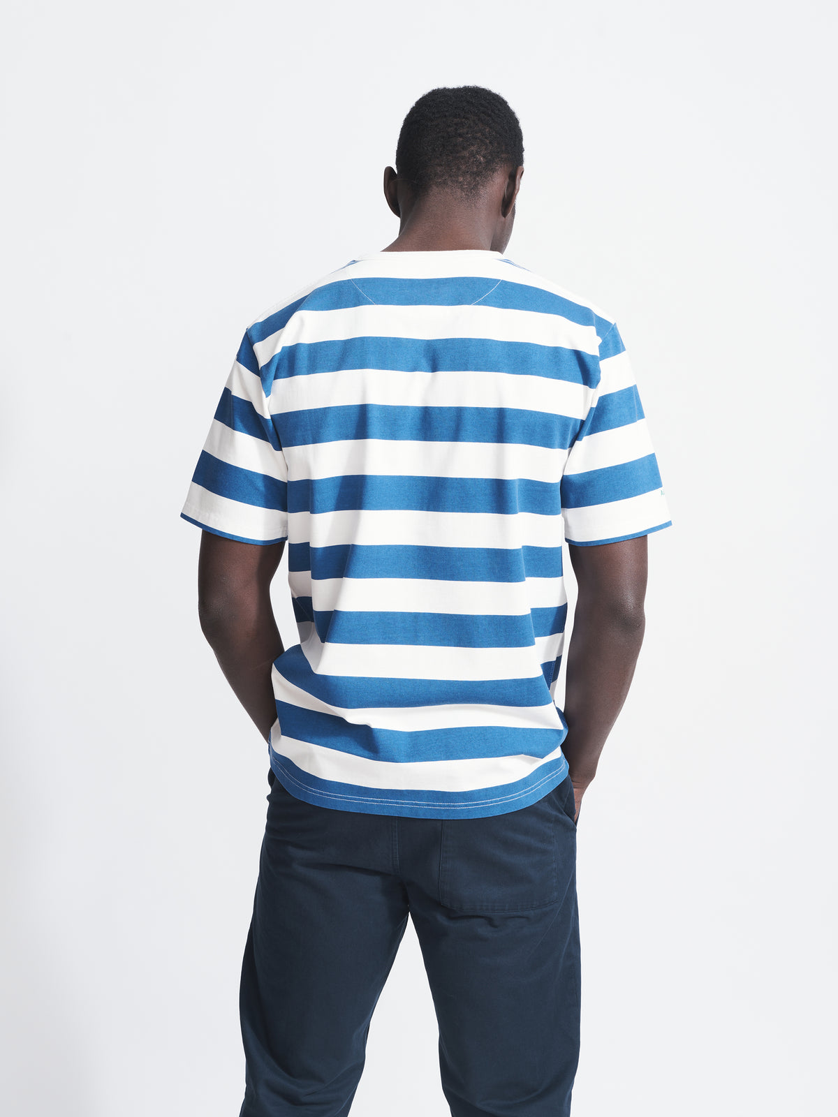 Aubin Cobalt Stripe Santon Relaxed Tee | Striped Tee