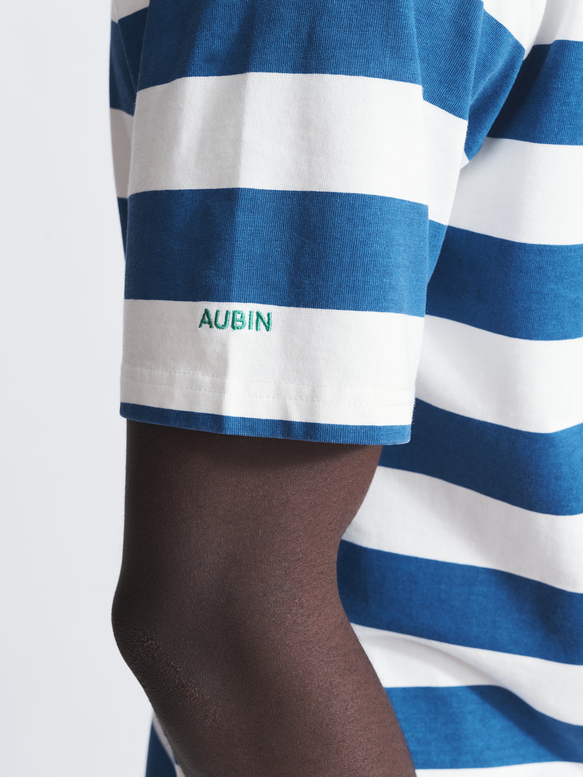 Aubin Cobalt Stripe Santon Relaxed Tee | Striped Tee