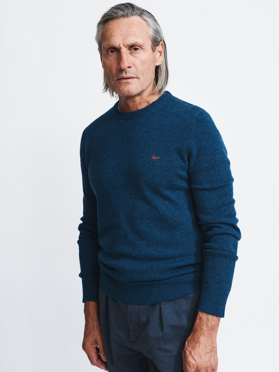 Blue Westbourne Merino Crew Neck Jumper