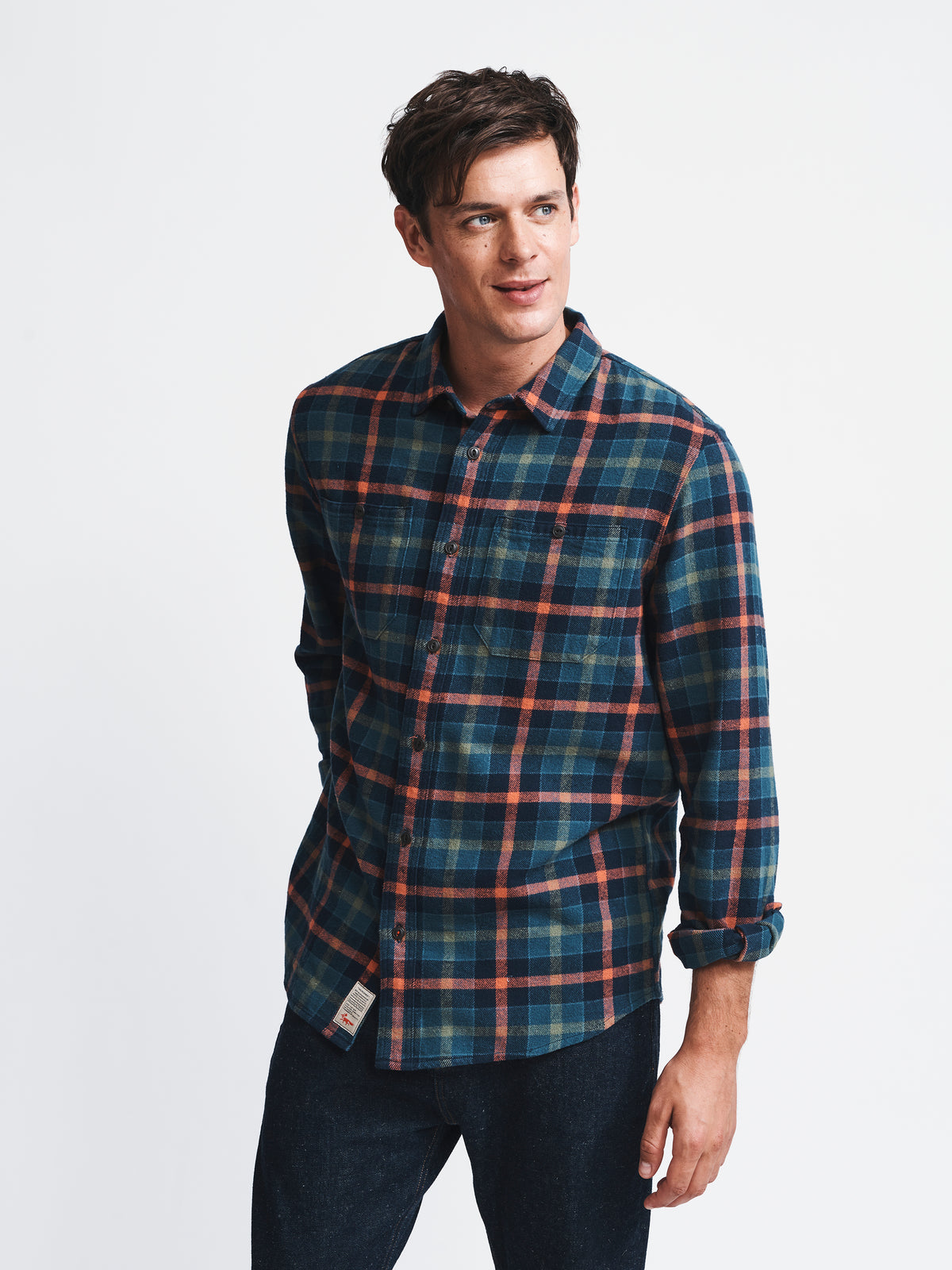 Aubin Navy Check Crowle Shirt | Checked Shirt