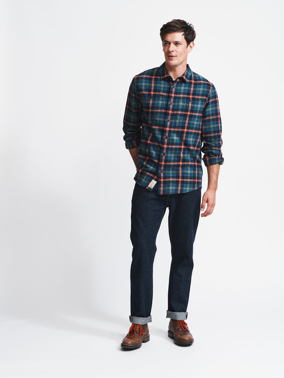 Aubin Navy Check Crowle Shirt | Checked Shirt