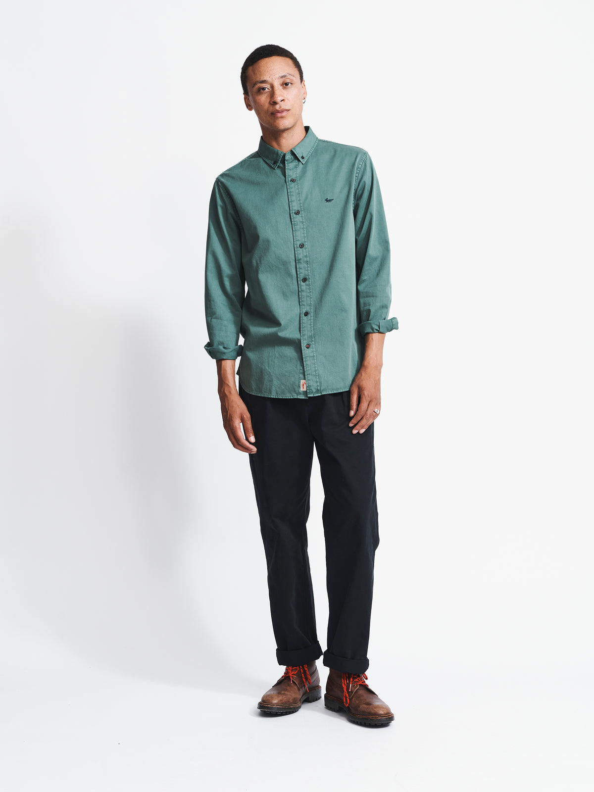 Aubin Khaki Hessle Shirt | Oxford Shirt